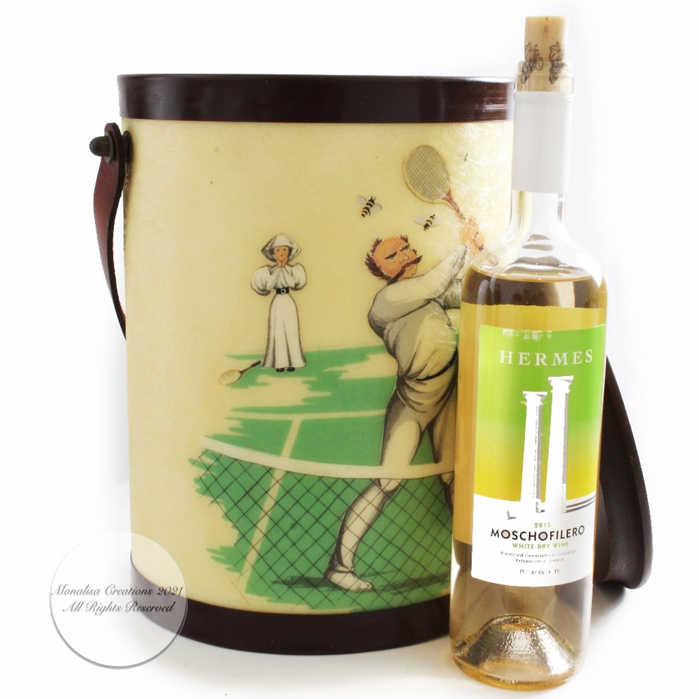 Mid Century Ice Bucket Bacova Guild Hand Made XL Tennis Player Swatting Flies